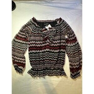 INC International Concepts Petite 100% Silk Chevron Top Size 2P NWT